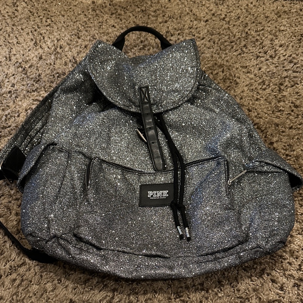 PINK Victoria's Secret Glittery Gray Backpack